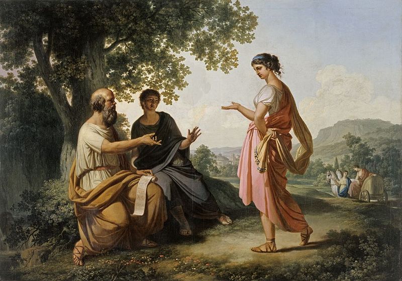 Sócrates con un estudiante y Diotima