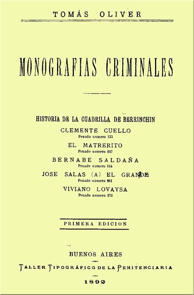Monografías criminales, 1892.