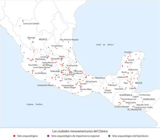 mapa ciudades mesoamericanas