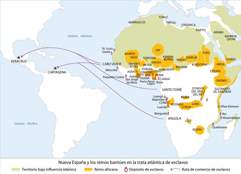 Mapa trata atlaántica de esclavos
