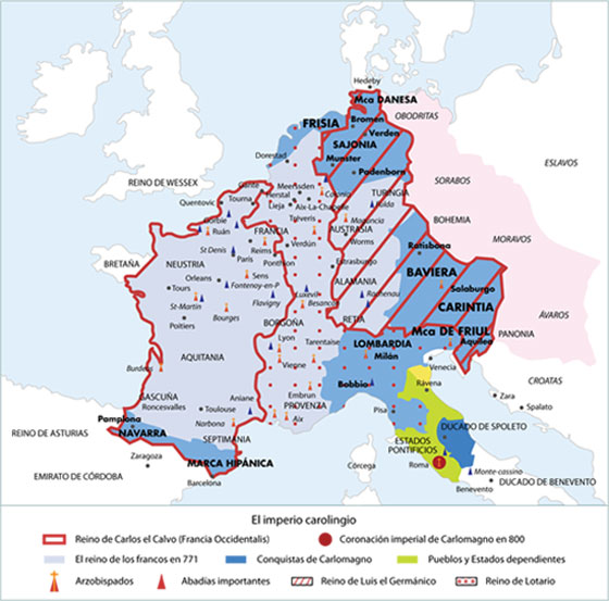 Mapa del Imperio carolingio