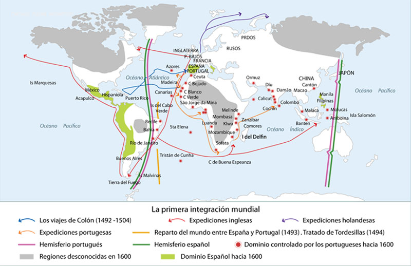 Mapa de la Primera integración Mundial