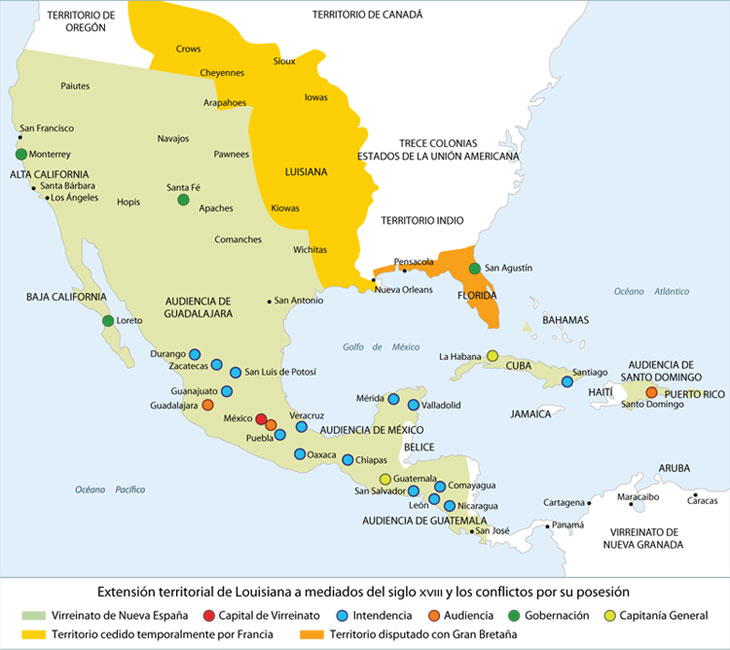 Mapa Extensión territorial de Louisiana